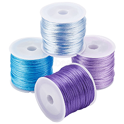 Elite 4 Rolls 4 Colors Nylon Rattail Satin Cord, Beading String, for Chinese Knotting, Jewelry Making, Mixed Color, 2mm, about 10.93 yards(10m)/roll, 1roll/color(NWIR-PH0002-02)