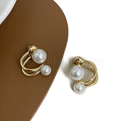 Alloy Dangle Earrings for Women, with Imitation Pearl Beads, Round, 18x11mm(FS-WG85681-49)