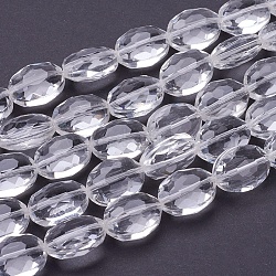 Glass Bead Strands, Crystal Bead Strands, Faceted, Oval, Clear, 16x12~13x7mm, Hole: 1mm, 20pcs/strand, 12.5 inch(X-GLAA-S003-16x13mm-14)