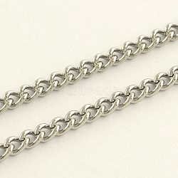 304 Stainless Steel Curb Chains, with Spool, Unwelded, Stainless Steel Color, 4.5x3.5x1mm, about 82.02 Feet(25m)/roll(CHS-Q001-21)
