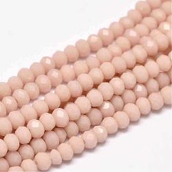 Faceted Rondelle Glass Beads Strands, PeachPuff, 4x3mm, Hole: 1mm, about 127~135pcs/strand, 17.8 inch(X-GLAA-I033-4mm-23)