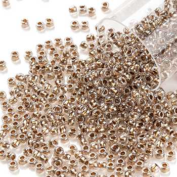 TOHO Round Seed Beads, Japanese Seed Beads, (989) Gilt Lined Crystal, 11/0, 2.2mm, Hole: 0.8mm, about 5555pcs/50g
