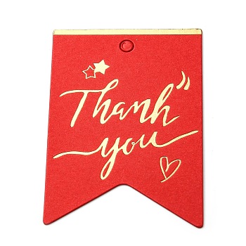 100Pcs Hot Stamping Thank You Paper Gift Tags, for Wedding, Baby Shower, Party Favors, Red, 6.4x4.45x0.05cm, Hole: 4mm