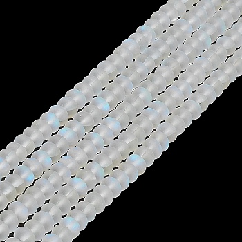 Frosted Transparent Glass Beads Strands, Rondelle, WhiteSmoke, 8x5mm, Hole: 1mm, about 75pcs/strand, 14.96''(38cm)