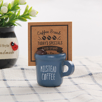 Wood Name Card Holder, Photo Memo Holders, for School Office Supplies, Coffee Cup, 30x40mm