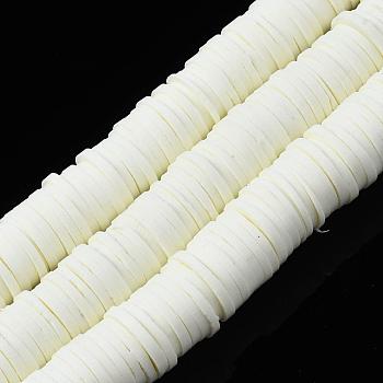 Flat Round Handmade Polymer Clay Beads, Disc Heishi Beads for Hawaiian Earring Bracelet Necklace Jewelry Making, Light Goldenrod Yellow, 10mm