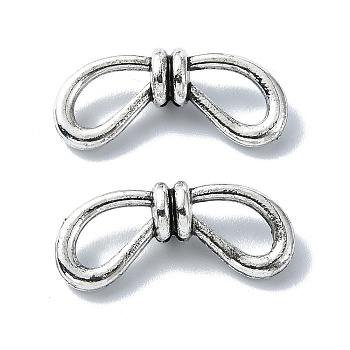 Tibetan Style Alloy Beads, Bowknot, Antique Silver, 9.5x22x6mm, Hole: 1.8mm, about 381pcs/500g