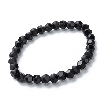 Frosted Glass Beads Stretch Bracelets, Round, Black, Beads: 4x4~4.5mm, Inner Diameter: 2 inch(5cm)