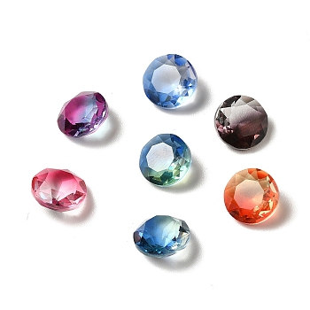 Faceted K9 Glass Rhinestone Cabochons, Pointed Back, Flat Round, Mixed Color, 8x4mm