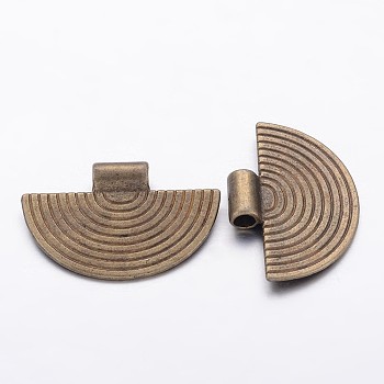 Tibetan Style Alloy Pendants, Half Flat Round, Antique Bronze, Lead Free and Cadmium Free, 23x34mm, Hole: 3.5mm