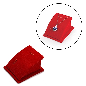 Velvet Curved Jewelry Displays, For Necklaces and Pendants, Red, 3.9x6.3x7.5cm
