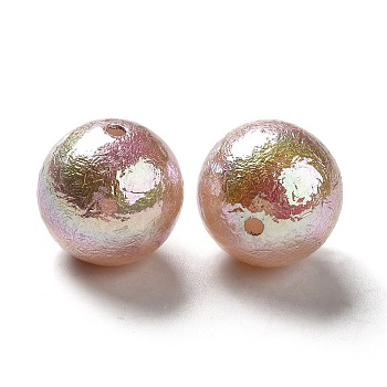 UV Plating Opaque Acrylic Beads, Iridescent, AB Color Plated, Round, Sienna, 20mm, Hole: 2mm