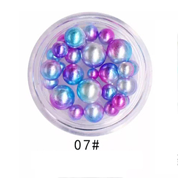 ABS Plastic Imitation Pearl Nail Art Decorations, Rainbow Gradient Mermaid Pearl Beads, Micro Beads, Round, Colorful, Size: about