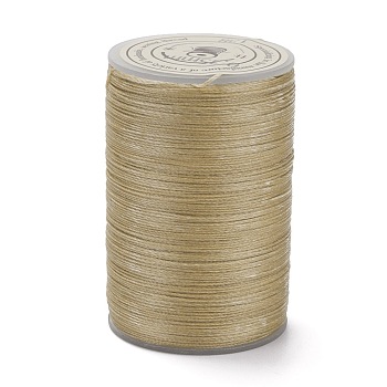Round Waxed Polyester Thread String, Micro Macrame Cord, Twisted Cord, for Leather Sewing Stitching, Tan, 0.3~0.4mm, about 174.98 Yards(160m)/Roll