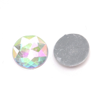 Acrylic Faceted Cabochons, Flat Round, Clear AB, 16x4mm, 500pcs/bag