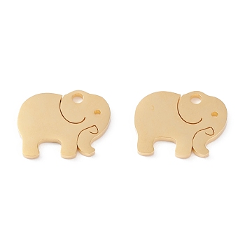 201 Stainless Steel Pendants, Manual Polishing, Elephant, Vacuum Plating, Real 18K Gold Plated, 13.5x16x1.5mm, Hole: 2mm