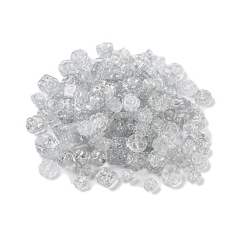 Transparent Acrylic Beads, Metal Enlaced, Mixed Shapes, Clear, 7.5~22.5x7.5~21x5.5~13mm, Hole: 1.2~5.5mm