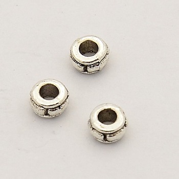 Antique Silver Rondelle Alloy Spacer Beads, 4x2mm, Hole: 1mm