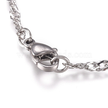 304 Stainless Steel Singapore Chain Necklaces(MAK-L015-25C-P)-2
