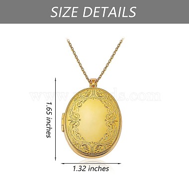 Oval with Leaf Picture Locket Pendant Necklace(JN1037A)-2