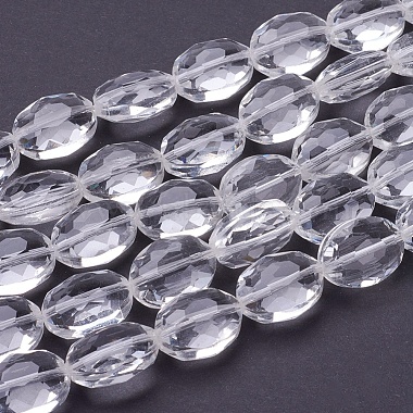 16mm Clear Oval Glass Beads