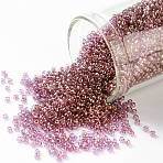 TOHO 15/0 Round Beads, Japanese Seed Beads, (203) Gold Luster Light Amethyst, 1.5mm, Hole: 0.7mm, about 3000pcs/bottle, 10g/bottle(SEED-JPTR15-0203)