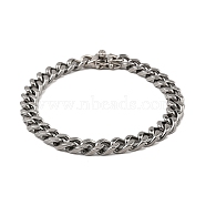 304 Stainless Steel Cuban Link Chain Bracelet, Stainless Steel Color, 9 inch(22.7cm)(NJEW-D050-02E-P)