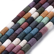 Natural Lava Rock Beads Strands, Dyed, Column, Colorful, 14~15x8mm(G450-B13)