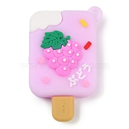 PVC Plastic Pendants, Fruit Ice Cream, Pearl Pink, 44.5x28x8~9mm, Hole: 3mm(KY-U004-02B)