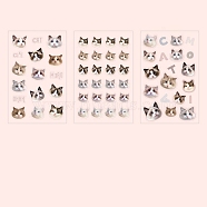 3 Sheets PVC Waterproof Decorative Kitten Stickers, Self-adhesive Cat Decals, for DIY Scrapbooking, Coffee, Packing: 150x95mm(PW-WG20114-04)