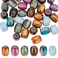 36Pcs 6 Colors Resin Beads, Imitation Gemstone, Barrel, Mixed Color, 14x12mm, Hole: 2mm(RESI-CA0001-37)