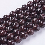 Natural Garnet Beads Strands, Faceted, Round, 10mm, Hole: 1mm, about 38pcs/strand, 15.75 inch(X-G-G542-10mm-21)