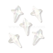 K9 Glass Cabochons, with Glitter Powder, Star, White, 9.6x6.6x2.9mm(GGLA-Z003-09A-001JW)