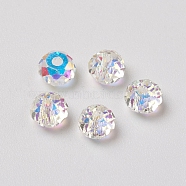 Electroplate Glass Beads, AB Color Plated, Faceted, Rondelle, Crystal AB, 4x3mm, Hole: 1mm(RGLA-L024-H-001AB)