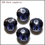 K9 Glass, Imitation Austrian Crystal Beads, Grade AAA, Faceted, Rondelle, Dark Blue, 10x7mm, Hole: 0.9~1mm(SWAR-F068-8x10mm-20)