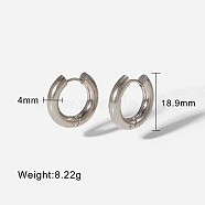 Stainless Steel Simple Fashion Circle Earrings for Daily Wear, Platinum, 18.87x4x12mm(VI3249-2)