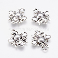 Alloy Pendants, Bees, Antique Silver, 21.5x19x3mm, Hole: 3mm(X-PALLOY-G192-13AS)