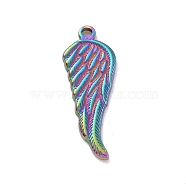 Vacuum Plating 304 Stainless Steel Pendants, Wing, Rainbow Color, 26x10x1.5mm, Hole: 1.5mm(STAS-D174-29M)