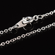 Brass Cable Chain Necklace, Silver Color Plated, Nickel Free, chain: 2mm long, 1.5mm wide, 18 inch(SW028-S)