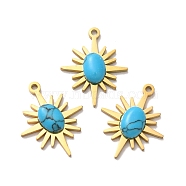Synthetic Turquoise Pendants,  with Ion Plating(IP) 304 Stainless Steel Findings, Star Charms, Golden, 21x17x4mm, Hole: 1.6mm(STAS-A080-20G)