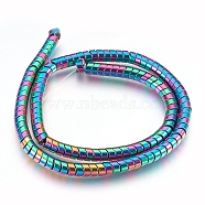 Electroplate Non-magnetic Synthetic Hematite Bead Strands, Polished, Wave Column, Multi-color Plated, 6x4mm, Hole: 1mm, about 126~133pcs/strand, 15.3 inch~15.7 inch(39~40cm)(G-I208-15-A)