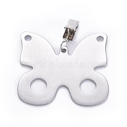 Stainless Steel Tablecloth Pendants, with Clips, Butterfly, Stainless Steel Color, 81mm, Butterfly: 65.2x69.2x2mm(X-STAS-WH0013-03P)