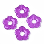 Imitation Jelly Acrylic Beads, Flower, Dark Violet, 25.5x26x5mm, Hole: 1.6mm, about 240pcs/500g(MACR-S272-93B)