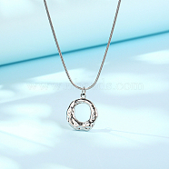 Stainless Steel Textured Ring Pendant Necklaces, for Woman, Stainless Steel Color, 17.72 inch(45cm)(IH1561-02)