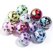 10Pcs UV Plating Colours Acrylic Beads, Printed Straight Hole Round Beads, Mixed Color, 15x15mm, Hole: 3mm(OACR-S146-01M)