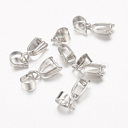 Brass Ice Pick Pinch Bails, Nickel Free, Platinum, 10.67x5.93x3.04mm, Hole: 4.13mm, Pin: 0.84mm(KK10)