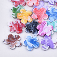 Acrylic Beads, Imitation Gemstone Style, Two Tone, Flower, Mixed Color, 40x42x5.5mm, Hole: 3mm, about 85pcs/500g(OACR-S031-09)