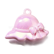 UV Plating Acrylic Pendants, Hat, Pink, 36.5x45x11.5mm, Hole: 3.5mm(OACR-S043-09A)