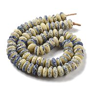 Handmade Nepalese Lampwork Beads, Rondelle, Lemon Chiffon, 12~16x5~9mm, Hole: 3.6~5mm, about 90~98pcs/strand, 25~25.98 inch(63.5~66cm)(LAMP-Z008-12E)
