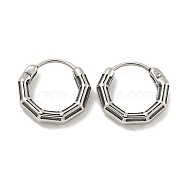 316 Surgical Stainless Steel Hoop Earrings, Ring, Antique Silver, 15x16mm(EJEW-D096-12AS-05)